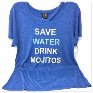 Save Water Drink Mojitos Womens T-Shirt Blue